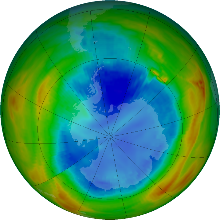 Antarctic ozone map for 24 August 1991